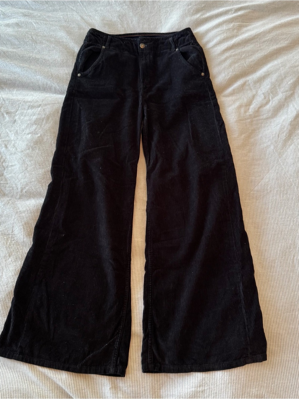 We The Free Black Wide-Leg Corduroy Jeans